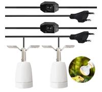 GOEDCH - Juego de 2 portalámparas de cerámica E27 para reptiles (2 unidades), portalámparas de porcelana, base giratoria de 360°, con cable de 1,8 m para acuarios de reptiles (bombilla no incluida)