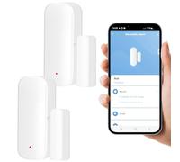 GOEDCH Juego de 2 Sensor de Puerta WiFi: WiFi Sensor de Ventana de Puerta con Sensor Magnético Inalámbrico, Sensor de Contacto de Ventana Inteligente, Enviar Alerta al Teléfono para casa