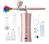 GOEDCH Juego de aerógrafo con compresor: pistola de aerógrafo portátil multifunción con boquilla de 0,3 mm y carga para arte de uñas, decoración de pasteles, maquillaje, pintura facial