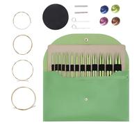 GOEDCH Juego de agujas de tejer circulares intercambiables: 13 pares de agujas de tejer circulares de aluminio, agujas de tejer circulares intercambiables para tejer hechas a mano