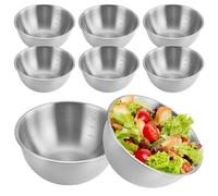 GOEDCH Juego de cuencos de acero inoxidable: 6 cuencos de metal apilables de 17 cm de diámetro, cuencos para mezclar de acero inoxidable, aptos para lavavajillas, ensaladeras, aperitivos, cuencos para