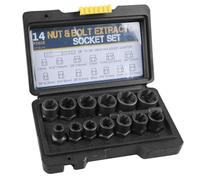 GOEDCH Juego de extractores de tornillos: juego de extractor de tuercas de 14 piezas, extractor de tornillos de perfil en espiral para quitar tuercas dañadas y oxidadas (6,35 - 19 mm)