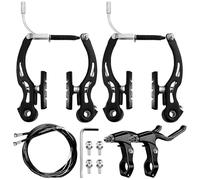 GOEDCH Juego de frenos universales para bicicleta: juego completo de 2 frenos V y 1 par de palancas de freno, freno delantero y trasero, palanca de freno y cuerdas de freno para bicicletas de montaña