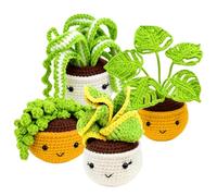 GOEDCH Juego de ganchillo para principiantes: juego de crochet de 4 piezas, plantas de ganchillo, kits de inicio de ganchillo con tutoriales en vídeo paso a paso, juego de agujas de ganchillo con