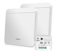 GOEDCH Juego de interruptor de luz inalámbrico sin batería, interruptor inalámbrico con receptor sin batería, interruptor de luz inalámbrico 10 A, alcance de hasta 50 m, no requiere cableado