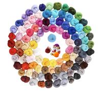 GOEDCH Juego de lana de fieltro de 100 colores: 300 g, lana de fieltro con fibras naturales para fieltro húmedo y seco, lana de cuento de hadas premium para fieltro, manualidades para amantes de la