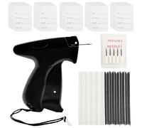 GOEDCH Juego de máquina de etiquetado profesional con 300 etiquetas y 5 agujas de repuesto - Etiquetadora de marca, color negro/blanco, 500 agujas adhesivas, paquete para almacén, comercio minorista y