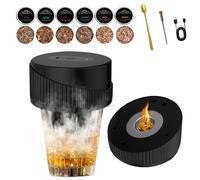 GOEDCH Kit Ahumador Eléctrico para Cócteles con 6 Virutas de Madera, Recargable USB-C, Sin Llama, Set Ahumador para Whisky, Regalo para Bar en Casa, Cócteles, Cerveza, Vino