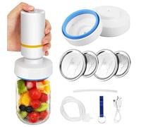 GOEDCH Kit de Sellado al Vacío Eléctrico de Tarros Mason: Pequeña Blanca Máquina Selladora al Vacío para Boca Ancha y Tarro Mason de Boca Regular, Envasadora al Vacío para Almacenar Alimentos