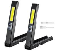 Goedch Lámpara de Taller LED: Paquete de 2 Luces de Trabajo, Linterna, Luz de Trabajo Giratoria de 180° con Imán y Gancho, Linternas Magnéticas LED Recargables para Taller Reparación de Automóviles