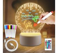 GOEDCH Lámpara LED Creativa, Luz de 16 Luz Nocturna Borrable con Bolígrafo Borrable con Base de Luz y Control Temoto, Lámpara de Noche para Niños, Decoración, Regalo de Madre Cumpleaños Parejas