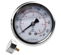 GOEDCH Manómetro 0 - 6 bar/PSI: 62 mm dial manómetro, manómetro lleno de líquido, acero inoxidable 1/4" BSP 2.5" Dial Manomete, manomete con adaptador de latón con banda en bruto