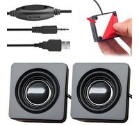 GOEDCH Mini Altavoces Pc con Cinta de Doble Cara: USB Portátil Mini de Sonido, Altavoz Ordenador USB con Control de Volumen para Ordenador Portátil, Ordenador de Sobremesa, Plug and Play