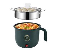GOEDCH Mini Olla Caliente Eléctrica: Mini Olla Eléctrica Portátil, Mini Sartén Multifuncional, Olla Eléctrica con Vaporera de Acero Inoxidable, Olla de Ramen Rápida de 1,8 L, 600 W, 220 V, Verde