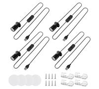 GOEDCH - Paquete de 4 focos LED regulables por USB: Mini foco LED de aluminio giratorio de 360° con organizador de cables, ideal para armarios, pasillos y galerías (luz neutra de 4000 K, negro)