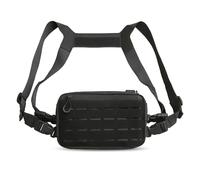 GOEDCH Paquete de aparejos tácticos para el pecho: negro táctico, equipo de utilidad, bolsa de radio, bolsa de arnés para deportes al aire libre, correr, entrenamiento