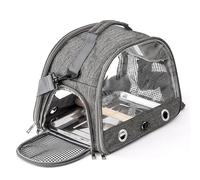 GOEDCH Pequeña bolsa de transporte para mascotas: mochila para pájaros con percha y bandeja de acero inoxidable, bolsa de transporte para pájaros, mochila para loro, caja de transporte para pájaros