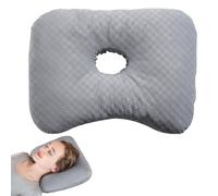 GOEDCH Piercing de almohada con orificio: cojín de piercing gris, almohada para oído contra el dolor de oreja, cojín de rosquilla, almohada para dormir, almohada para dormir de lado con agujero en la