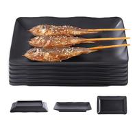 GOEDCH Platos para servir rectangulares: 6 platos rectangulares negros mate para aperitivos, 20 x 12 cm, cubiertos para barbacoa, platos de postre a prueba de caídas para carne, sushi, aperitivos