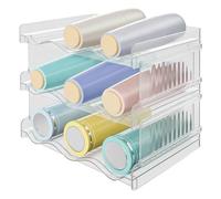 GOEDCH Portabotellas Apilable: Portabotellas para Refrigerador y Armario de Cocina, Organizador de 3 Niveles con Capacidad para hasta 9 Botellas, Ahorra Espacio y es Fácil de Limpiar (Transparente)