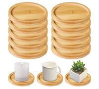 GOEDCH Portavelas de Pilar: Juego de 12 Vintage Portavelas de Bambú, Bandeja Redonda de Madera para Velas, Porta Velas Decorativas para Velas de Barra, Bodas, Casa (Diámetro de 9 cm)