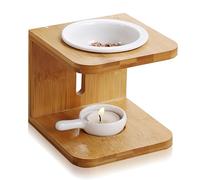 GOEDCH Quemador de aroma para aceites esenciales y cera aromática: quemador de aroma de bambú, lámpara de aceite aromático, lámpara de aroma para aromaterapia para relajación en casa, oficina, spa (12