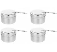 GOEDCH Recipiente para pasta de combustión: 4 quemadores de pasta de acero inoxidable, quemador de fondue portátil con mango, gel de combustión, quemador de alcohol con cubierta para bufés, barbacoas