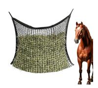 GOEDCH Red para heno, 120 x 90 cm, saco de heno para caballos, color negro, red de heno para caballos, red de heno de malla estrecha, saco de alimentación para viajes para alimentación apropiada
