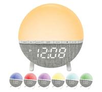GOEDCH Reloj de alarma con pantalla LED y luz diurna Amanecer: Reloj de alarma con luz Amanecer, funciones digitales de luz para despertar, reloj de alarma digital, función de repetición con 7 sonidos