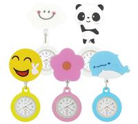 GOEDCH Reloj de bolsillo para enfermera: 5 unidades de bonito reloj de bolsillo retráctil para médico con puntero brillante, funda de silicona, para enfermeras, mujeres