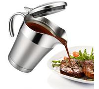 GOEDCH Salsera térmica de acero inoxidable 450 ml: doble aislamiento con tapa abatible, recipiente aislado para salsas con asa para servir salsa de natillas, crema en casa o en cenas