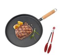 GOEDCH Sartén de hierro fundido para inducción: 20 cm, sartén de hierro fundido con mango de madera, sin remaches y fundida de una sola pieza para un calor uniforme para todo tipo de cocinas, como