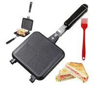 GOEDCH Sartenes de Doble Cara: Sartenes para Sándwich, Sartenes para Desayuno con Mango Resistente al Calor, Sandwich Panini Maker Pan para Cocina No Apto para Cocinas de Inducción