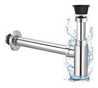 GOEDCH Sifón de Taza Universal: Tubo de Sifón Antiolores Ajustable en Altura 1 1/4" x 32 mm, Desagüe de Acero Inoxidable de Sifón con Abertura de Limpieza, Desague Fregadero para Lavabo y Lavadero