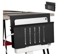 GOEDCH Soporte de escritorio para portátil colgante de metal: sin taladro, soporte de escritorio ajustable para ordenador portátil, para todos los portátiles y tabletas (negro)