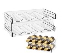 GOEDCH Soporte para Botellas de Vino Apilable: 8 Botellas Organizador Botellas Frigorifico Transparente, Portabotellas de Plástico, Wine Rack Standing para Armarios, Frigoríficos, Salones