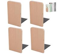 GOEDCH Sujetalibros de Madera de Haya: 4 Piezas de 13 x 8 x 10,5 CM Sujetalibros Madera, Sujeta Libros Estanteria Rectangulares para Hogar, Oficina y Escuela, Separadores Libros Antideslizante