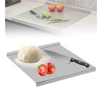 GOEDCH Tabla de cortar de acero inoxidable, 30 x 30 cm, superficie de trabajo, antideslizante, con borde, antibacteriana para cocina