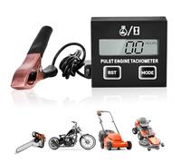 GOEDCH Tacómetro Digital: Tacómetro de Motosierra Impermeable con Contador de Horas, Tacómetro Inductivo para Cortadora de Césped con Motor con Accesorio Reiniciable, Batería Intercambiable