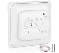 GOEDCH Termostato de habitación: termostato mecánico blanco, termostato manual con sonda, termostato giratorio para calefacción por suelo radiante, 230 V 16 A empotrado, calefacción por suelo radiante