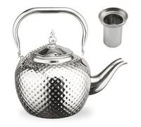 GOEDCH Tetera de 1,2 litros con filtro y mango antiescaldaduras: aislamiento térmico, tetera, acero inoxidable martillado, tetera de acero inoxidable para casa, restaurante, suministros de viaje al