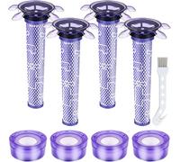 GOEDCH V8 Filtro para filtro de repuesto Dyson Accesorios: 4 filtros HEPA Post, 4 filtros Star Pre, 1 cepillo de limpieza, alta calidad para V8 Extra, V8 FOCUS Mattress, V8 Absolute Stick, V8 Animal