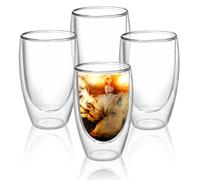 GOEDCH Vasos de café de vidrio de borosilicato de doble pared, aislados, 450 ml, 4 unidades, para capuchino, café helado, té, leche