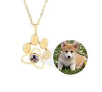 goee Collar de proyección Personalizado con Foto para Regalo del Día de San Valentín,Regalos Personalizados para el día de la Madre (Oro)