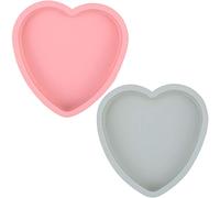 Goeielewe 2 moldes de silicona con forma de corazón para hornear pasteles, antiadherentes, bandeja para hornear chocolate, regalo de San Valentín, colores rosa y azul-gris (6 pulgadas)