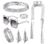 Goenb 6 Piezas 70s Disco Accesorios Mujer, Accesorios de Disfraz de Discoteca Joyas de Discoteca para Mujer años 70 para Fiesta de Disfraces