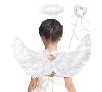 Goenb Alas de ángel, 63 x 33 cm, alas de ángel blancas, disfraz de ángel para mujer, niños, hombres, adultos, alas de ángel, disfraz de cupido, para Halloween, carnaval, cumpleaños