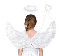 Goenb Alas de ángel, 80 x 41 cm, alas de ángel blancas, disfraz de ángel para mujer, niños, hombres, adultos, alas de ángel, disfraz de cupido, para Halloween, carnaval, cumpleaños