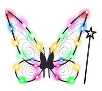 Goenb Alas de hadas LED, alas de hada, disfraz de hada para adultos, disfraz de hadas, alas de hadas, disfraz de club de hadas, alas de hadas, luminosas para niños, niñas, para Halloween, carnaval,