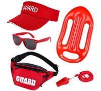 Goenb Disfraz Socorrista, Juego de Disfraz de Guardia Socorrista Disfraz con Gorra Flotador Riñonera Accesorios de Salvavidas para Mujeres Hombres para Carnaval Fasching Mottoparty Playa Fiesta